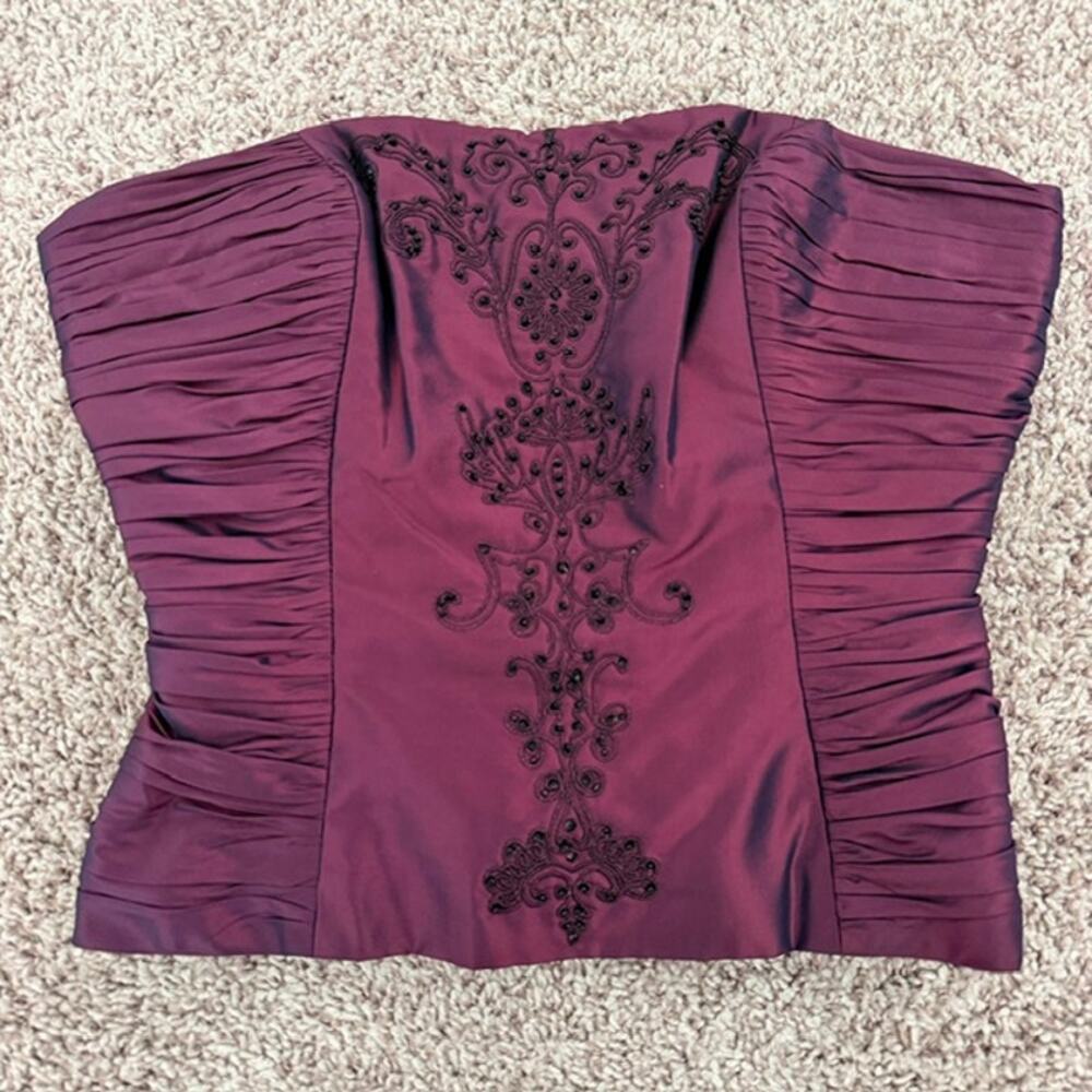 Badgley Mischka Bustier Women's Size 4 100% Silk Embellished Formal Wedding - Picture 11 of 11